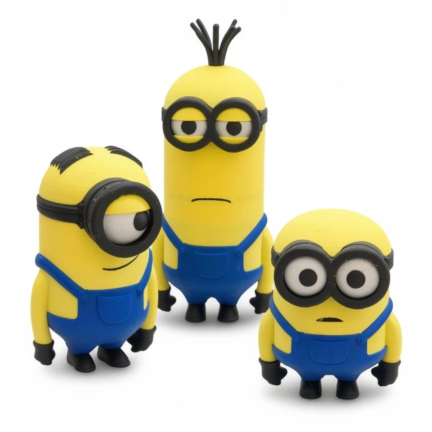 Üç farklı karakterden oluşan sarı Minion figür seti